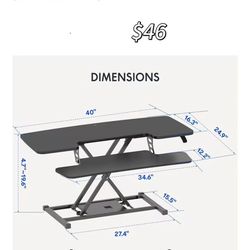 😀 Flexispot 47" Sit-Stand Desk Converter Black