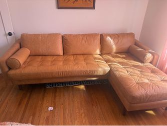Poly & Bark Napa Leather Sectional Sofa — Cognac Tan