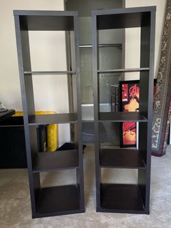 Display Shelves (2) black, wood (see description)