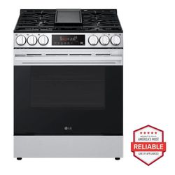 LG 5.8 cu.ft. Smart Gas Single Oven Slide-in Range, Air Fry, Fan Convection, EasyClean, Self Clean, ThinQ, Printproof Stainless Steel - New Handle