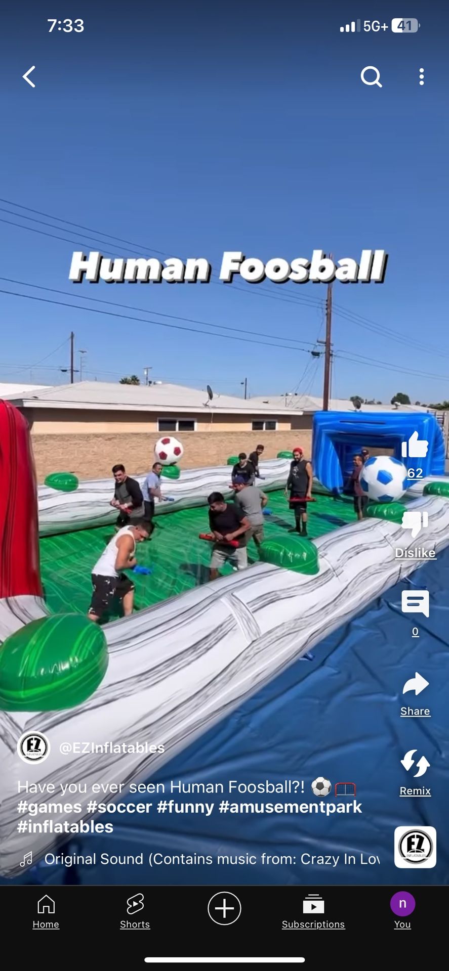 Inflatable Human Foosball  See Link Below 