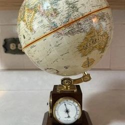 Replogle 9" Globe Weather Watch World Classic Series Barometer Thermometer Wood