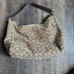 COACH Outline Signature East West Khaki Celeste Convertible Hobo Shoulder bag