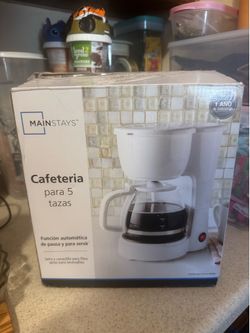 Mainstays 5 Cup Coffee Maker, color white / brand new