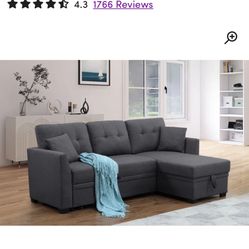 Pullout Sleeper Couch With Chaise Lounge And Storage 