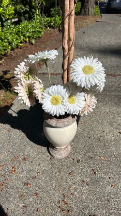 Urn Vase with Faux Flowers
