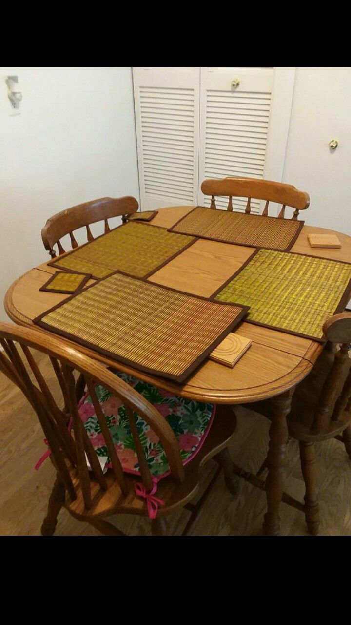Wood dining room table and chairs