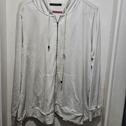Ladies 2XL Cyrus White Hoodie with Full Zipper