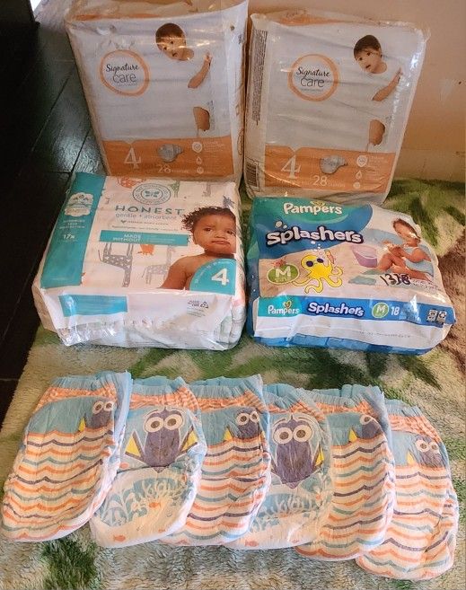 Size 4 Diapers & Water Diapers