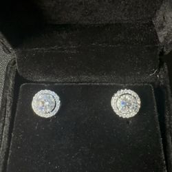 2CT Moissanite Halo Earrings 1CT Each – GRA Certified – Brand New