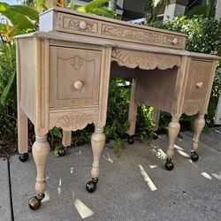 Beautiful vintage antique white washed vanity writing desk