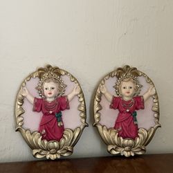 Vintage Infant of Prague Wall Plaques – Religious Decor – Set of 2