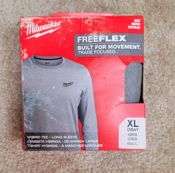 Men's X-Large Gray Cotton/Polyester Long-Sleeve Hybrid Work T-Shirt