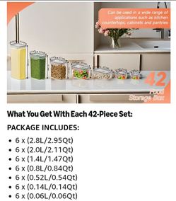 Airtight food storage 42 containers with 42 lids with clips .