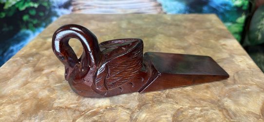 Teak Swan Door Stop