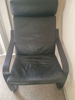 IKEA Poäng Chair Black Leather