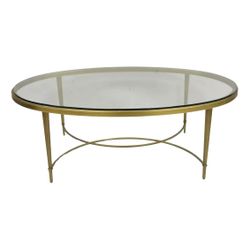 Thomas Pheasant for Baker Modern Oval Glass Top Brass Cocktail Coffee Table
