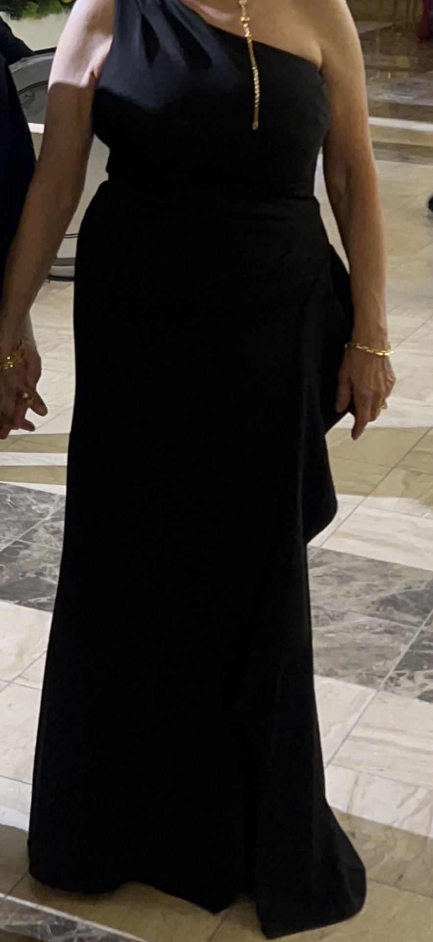 Escape Black Long Dress With Ruffle Slit Size 8