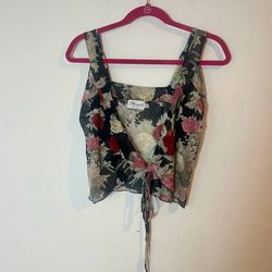 Blumarine Floral Sheer Crop Top
