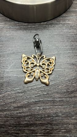 Gold Butterfly Charm with Crystal Accents
