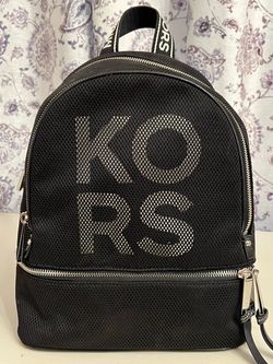 New Michael Kors Patent Leather & Polyester Mesh Backpack