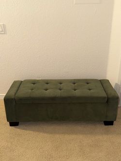 Green Tufted Storage Ottoman Bench