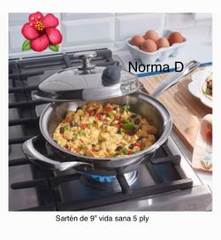 Sartén de 9” vida sana 5 ply Nuevo en su caja 🌺 princess house 🌺