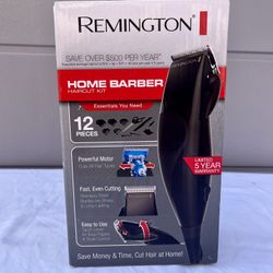 Remington HC60-13 12-piece, corded household haircut kit designed for simple, at-home styling. Kit includes the HC-60 hair clipper, four guide combs, 