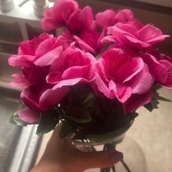 Hot Pink Flowers, VASE INCLUDED