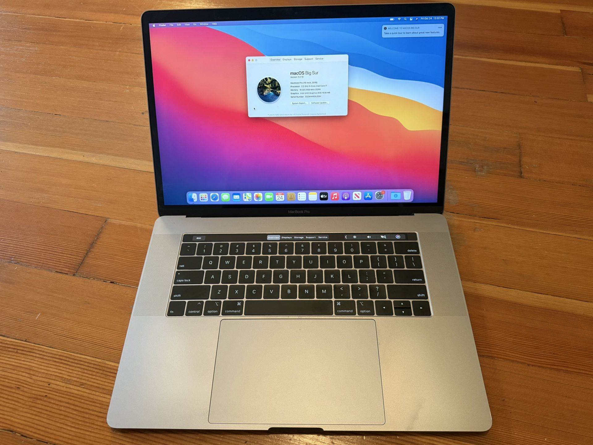 Macbook Pro 15" - 2018 - 2.2 GHz, 6-Core Intel i7, 16GB, A1990
