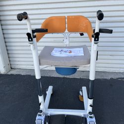 Patient Lift Transfer Chair Potty Wheelchair for Home with 180°Split Open Seat, 20" Seat Width, Transfer Lift Aid for Bedside, Height Adjust to 26", W