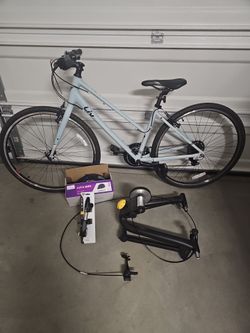 Liv bike, helmet, pump and stand