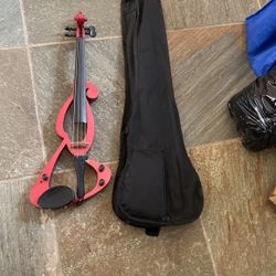 Electric Violin With Case And Bow 