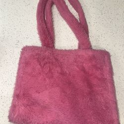 Pink fuzzy bag