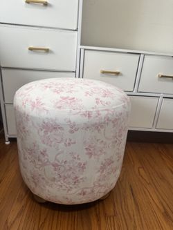 Pink Floral Rose Ottoman 