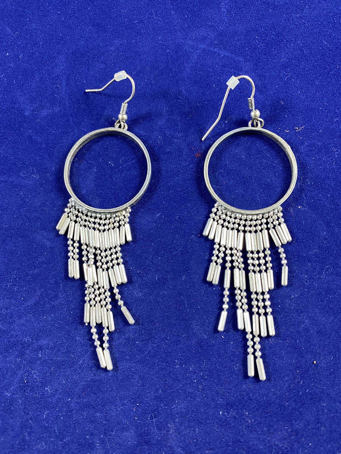 Silver Dangle Earrings Art Deco Design