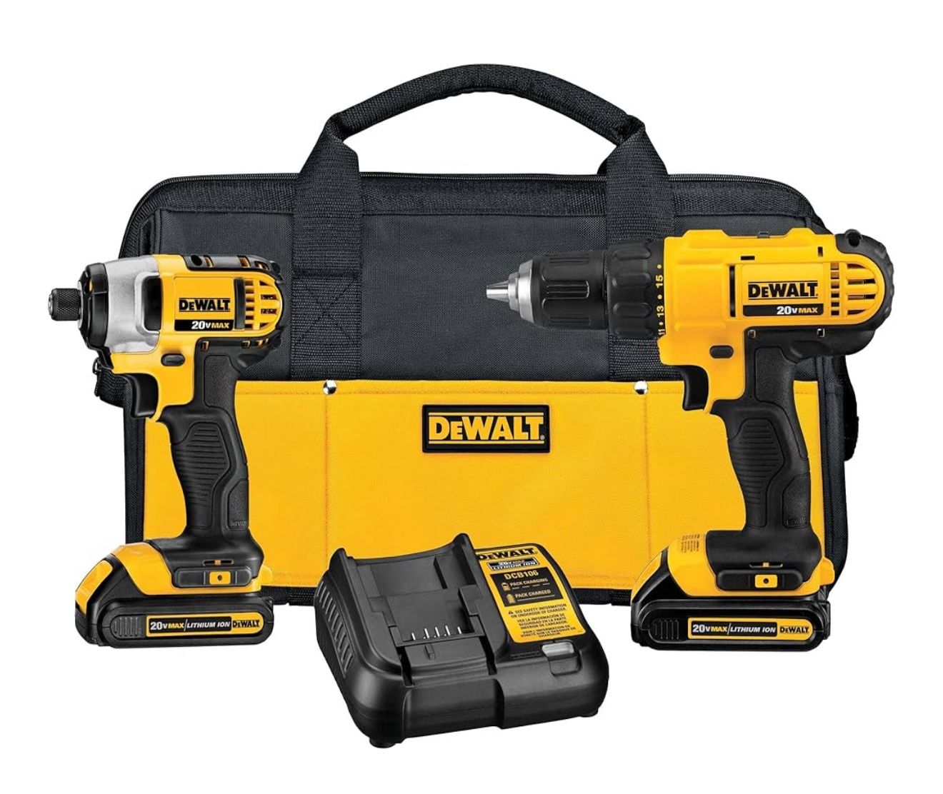 Dewalt Drill and Impact driver, 2 batteries, and charger set