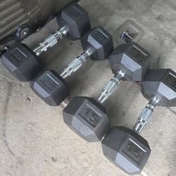 2-10lb And 2-15lb Rubber Hex Dumbbells 