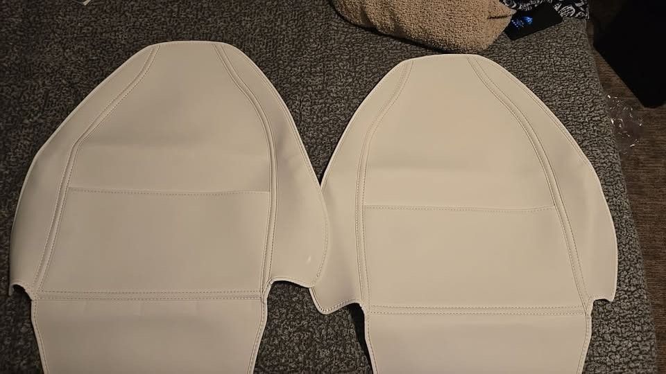 Leather Seat Back Cover White Wear-Resistant Scratchproof For Tesla Model Y 3 S