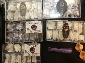 Nail kit press on tips gel acrylic uv light brush glue