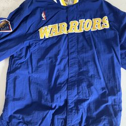 Mitchell N Ness Blue Warm Up Warriors Jacket  XL