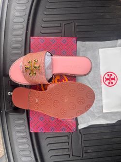 Beaded Gold Logo Tory Burch sandals