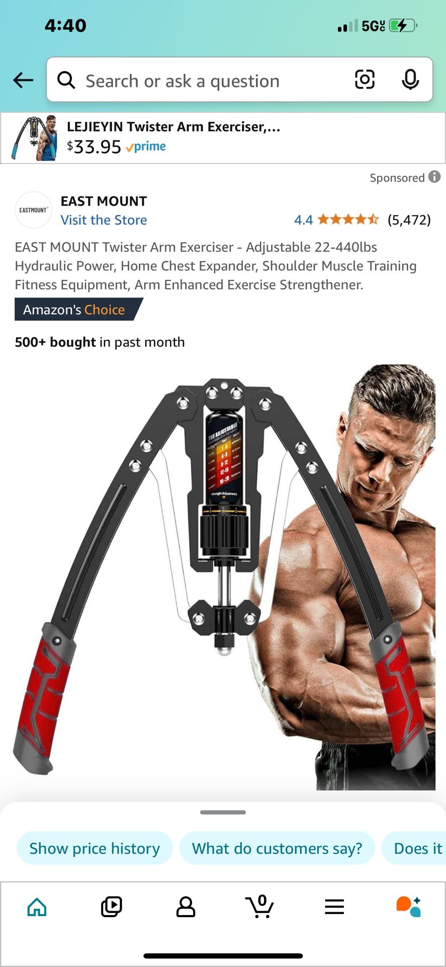 EAST MOUNT Twister Arm Exerciser - Adjustable 22-440lbs Hydraulic Power, Home Chest Expander, Shoulder Muscle Training Fitness Equipment, Arm Enhanced