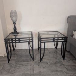 2 Glass Black End Tables 