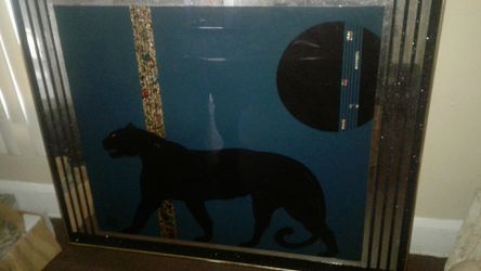 Black panther wall picture with mirrors giant sized
