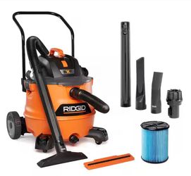 RIDGID 16 Gal. 6.5 Peak HP NXT Shop Vacuum Wet Dry Vac with Cart, Fine Dust Filter, Hose and Accessory Attachments HD1800