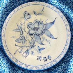 American Atelier China Vintage 1990s French Floral Luncheon Plate Crackle Glaze 