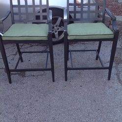 Pair of Green Barstool Chairs For Sale  