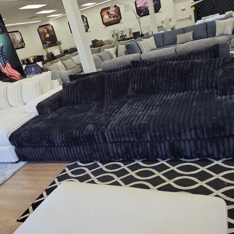 XL OVERSIZED FLUFFY SECTIONAL COUCH Living Room Set