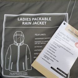 Adveturidge Packable Rain Coat Ladies Xl Olive Green